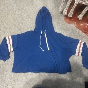 American Eagle Outfitters Blue Hoodie with White and Red Stripes